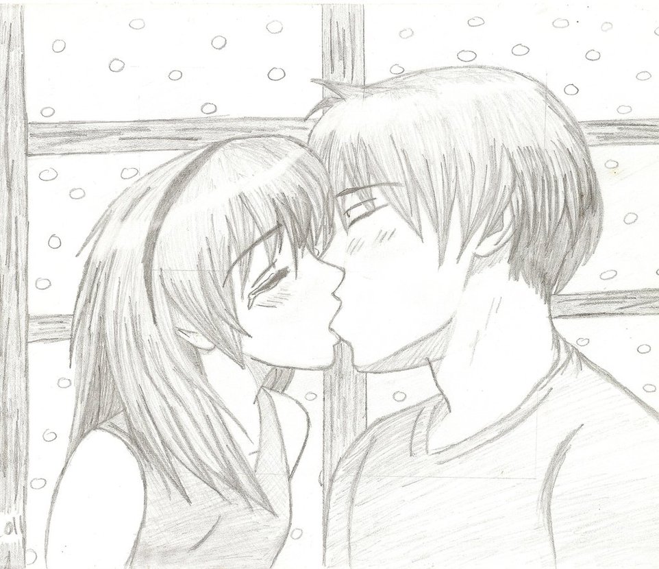 Anime Girl And Boy In Love Drawing