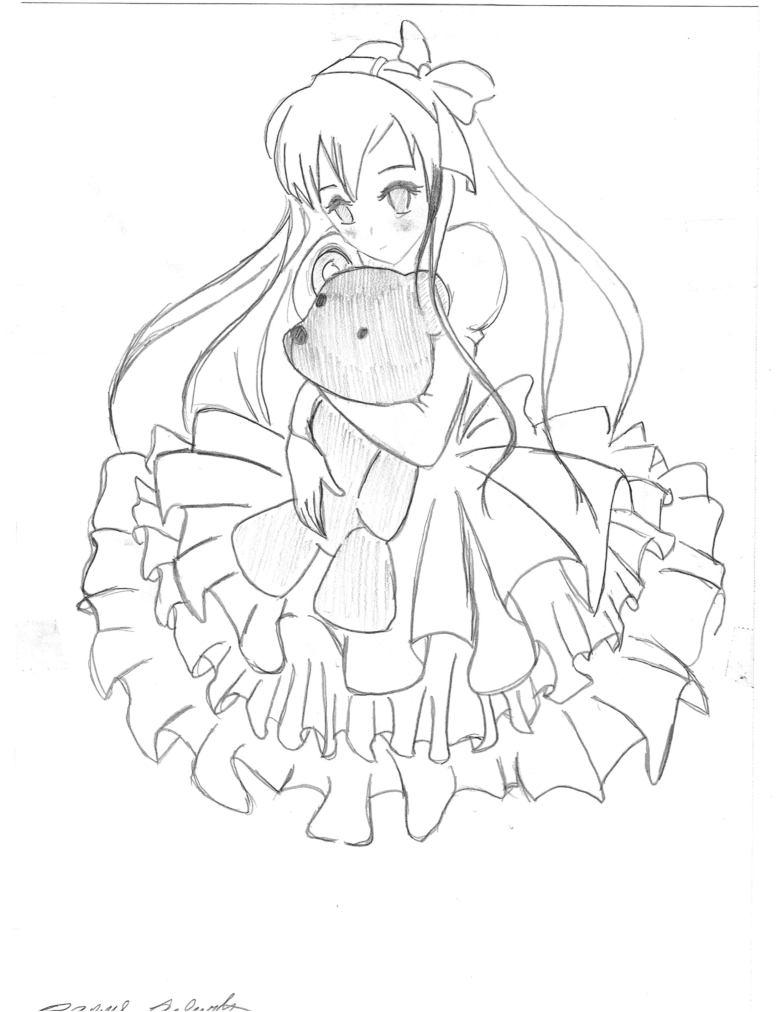 2480x3229 Drawing Anime Girl Dress Anime Girl With A Poofy Dress Drawing - Anime Girl Dress Sketch
