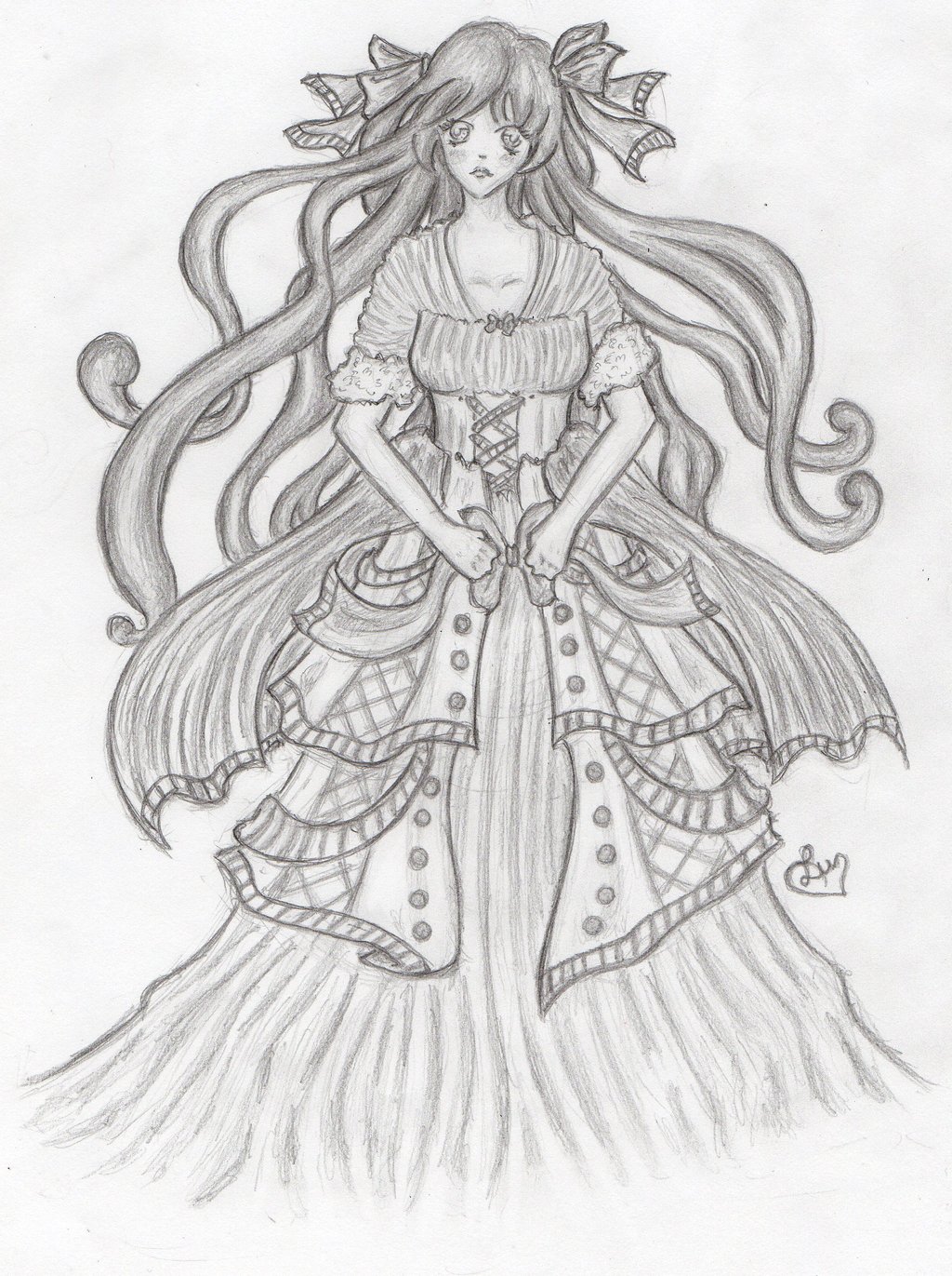 1024x1371 Drawing Detailed Dress Fashion Dresses - Anime Girl Dress Sketch
