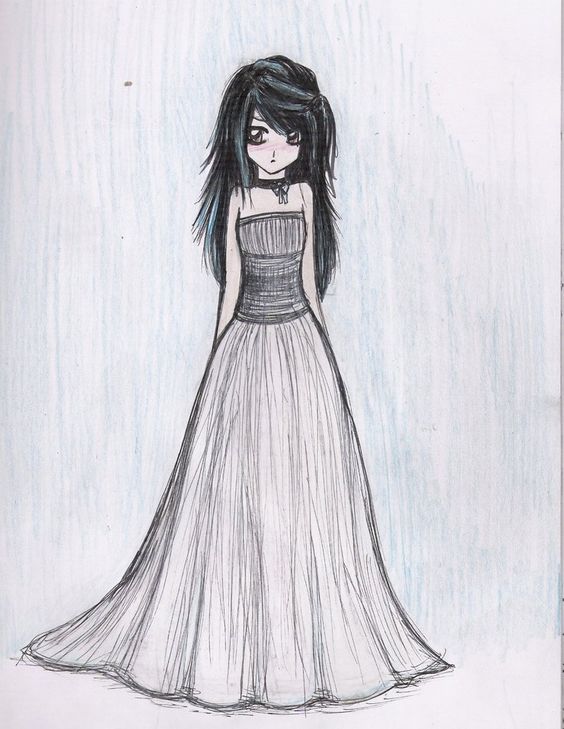564x729 Pin By Sage 2010 On Black And White Dress Sketches - Anime Girl Dress Sketch