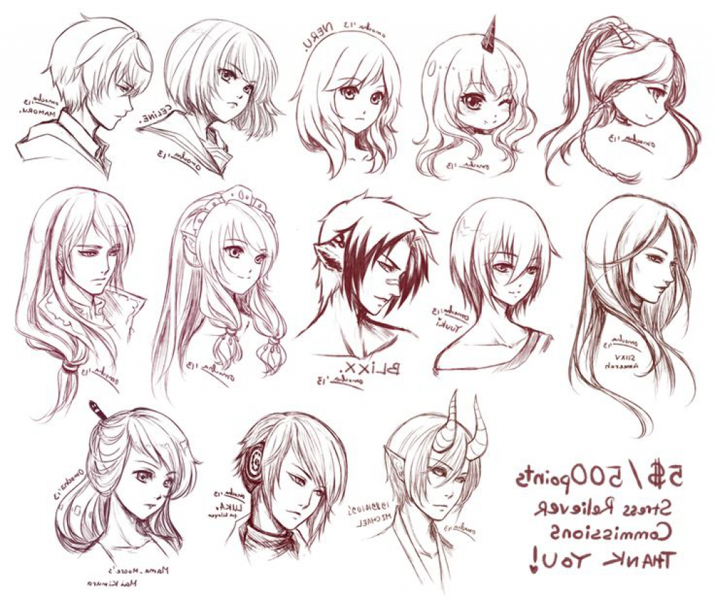 Anime Hair Sketch at PaintingValley.com | Explore ...