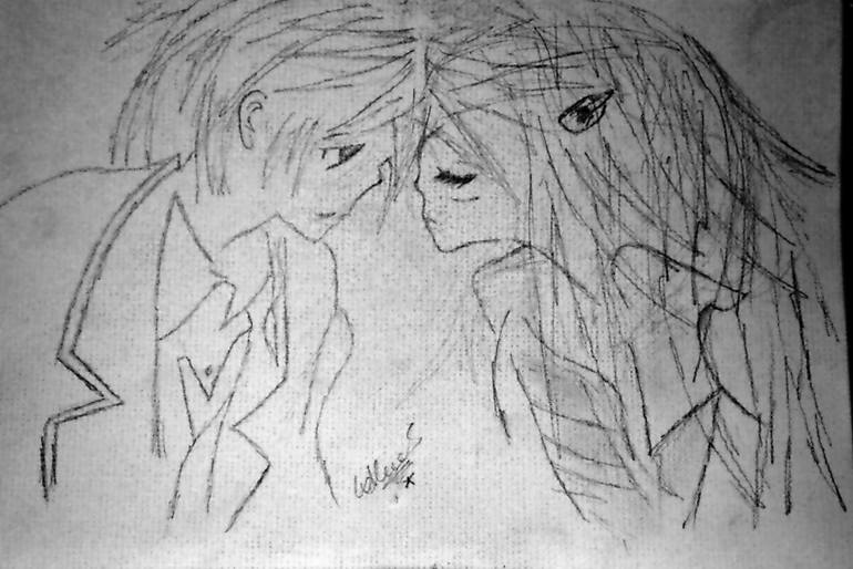 770x514 Anime Love Drawing By Mani Tg Saatchi Art - Anime Love Sketch