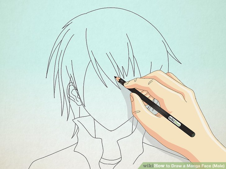 728x546 How To Draw A Manga Face (Male) 15 Steps (With Pictures) - Anime Male Sketch