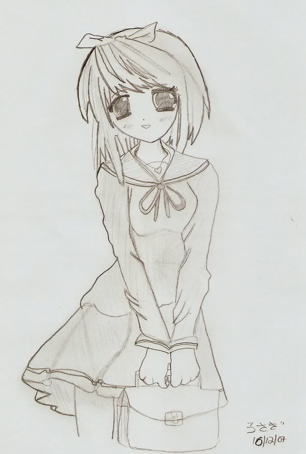 600x890 The Sketch For Girl Tags Anime Girl Sketch Get The Code For The - Anime School Girl Sketch