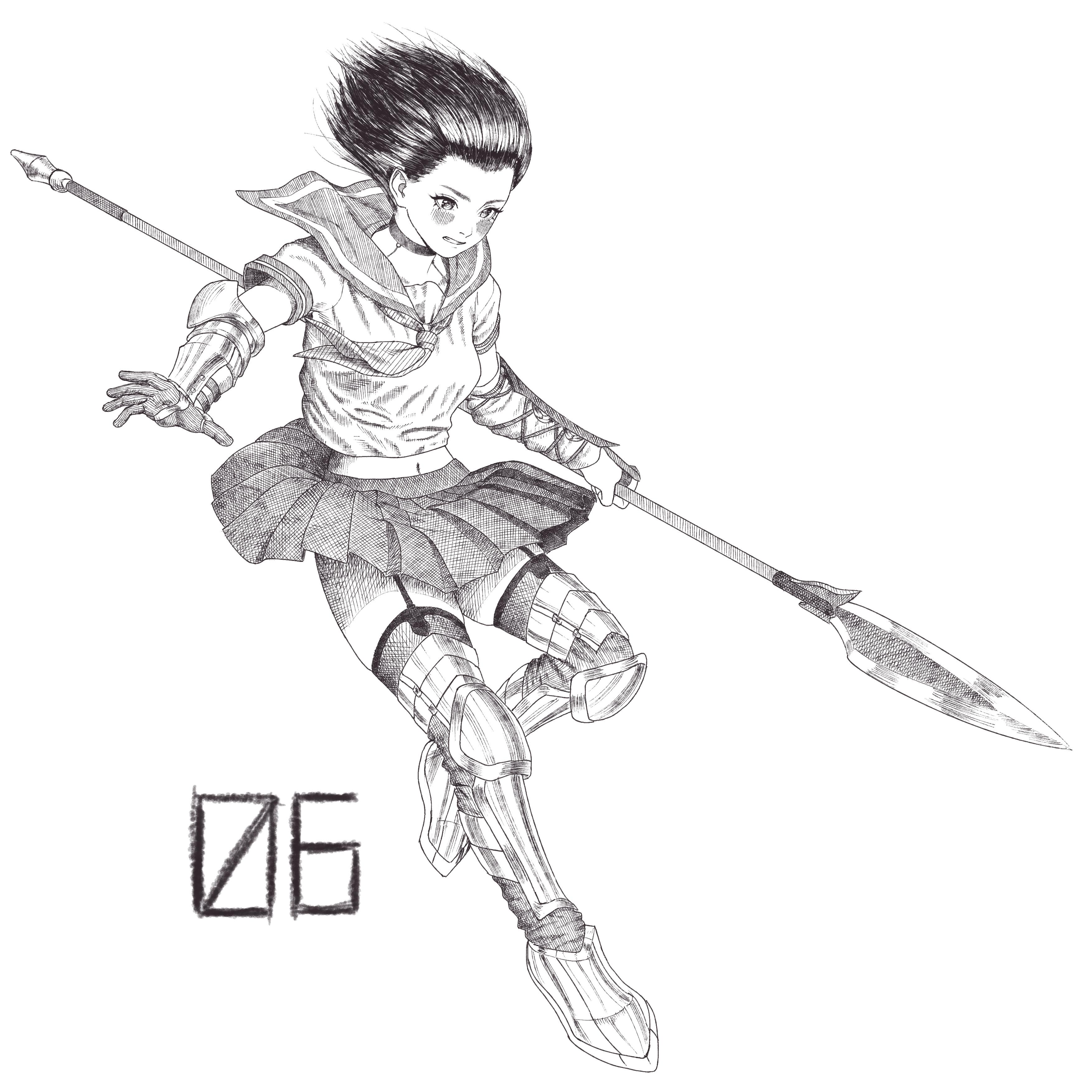 3508x3508 Warrior Anime School Girl Or Something... Idk Animesketch - Anime School Girl Sketch