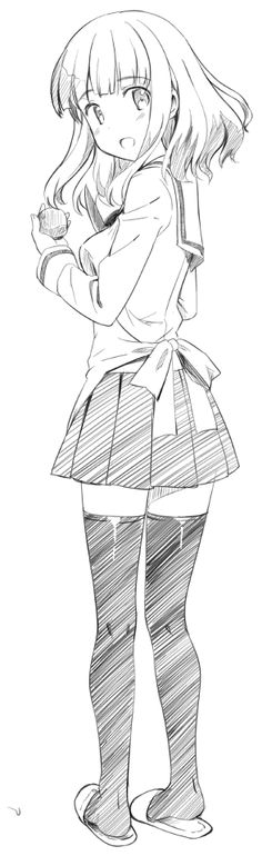 Anime School Girl Sketch At Paintingvalley Com Explore