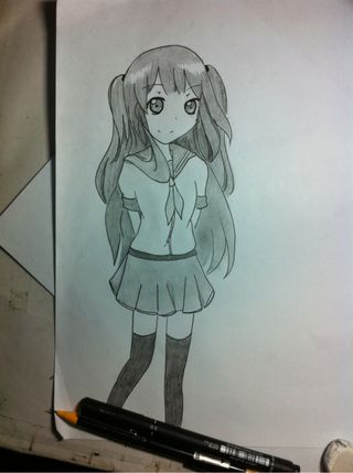 320x429 As Requested By @loveawesome - Anime School Girl Sketch