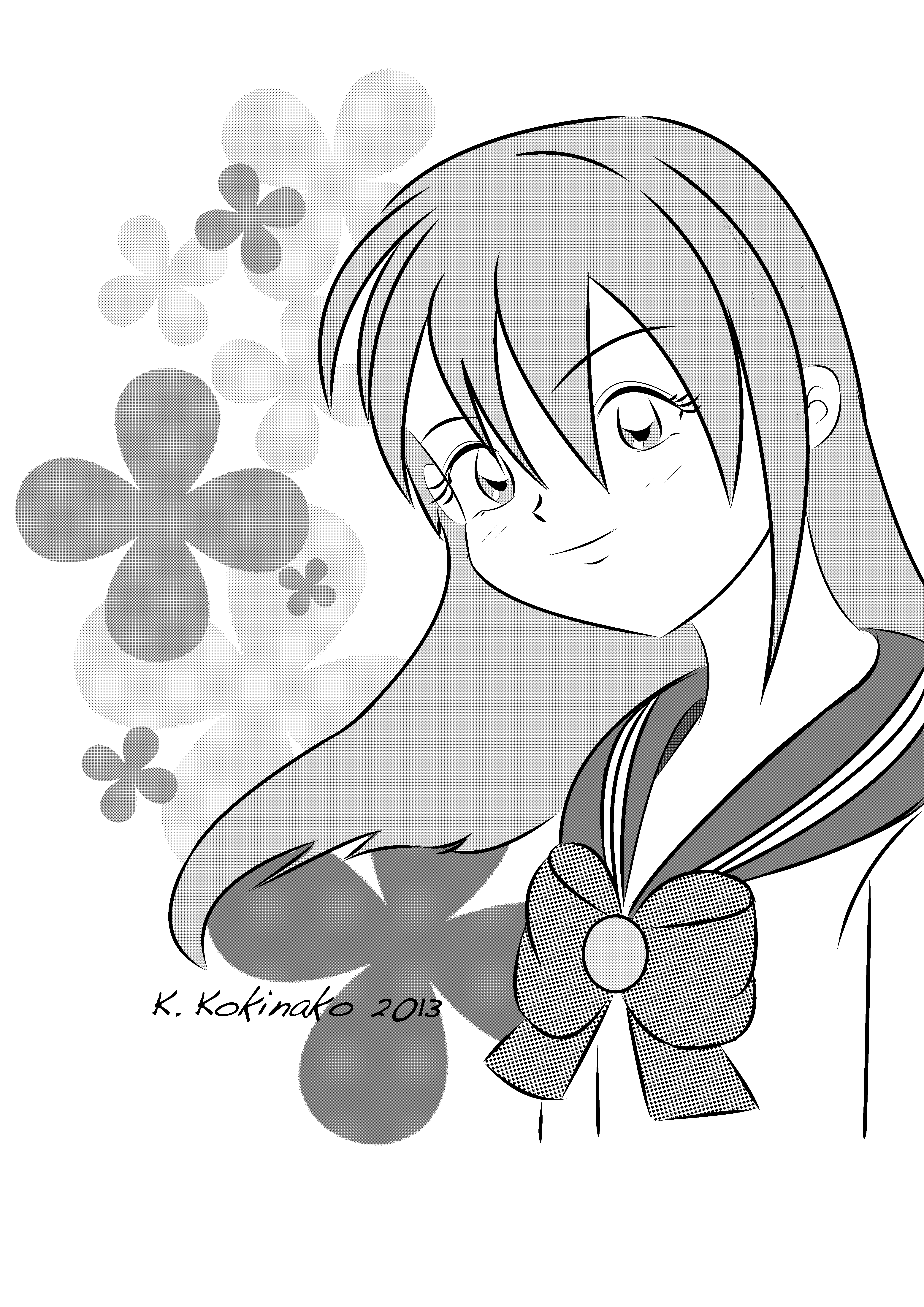 4961x7016 Modern Art K. Kokinako - Anime School Girl Sketch