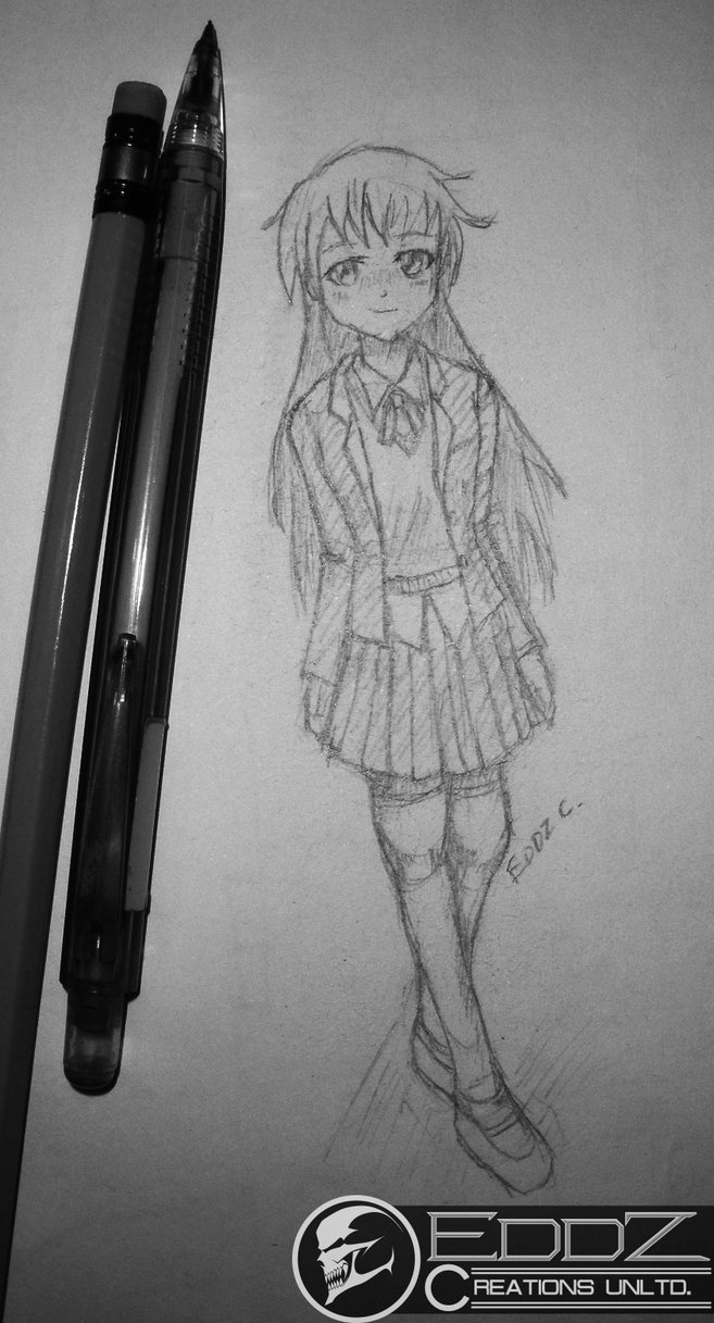 657x1217 Some Random School Girl Pencil Sketch By Eddzholic - Anime School Girl Sketch