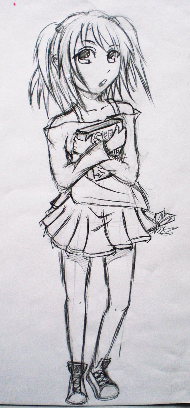 611x1309 Anime School Girl Sketch,., By Jojolemonjuice - Anime School Girl Sketch