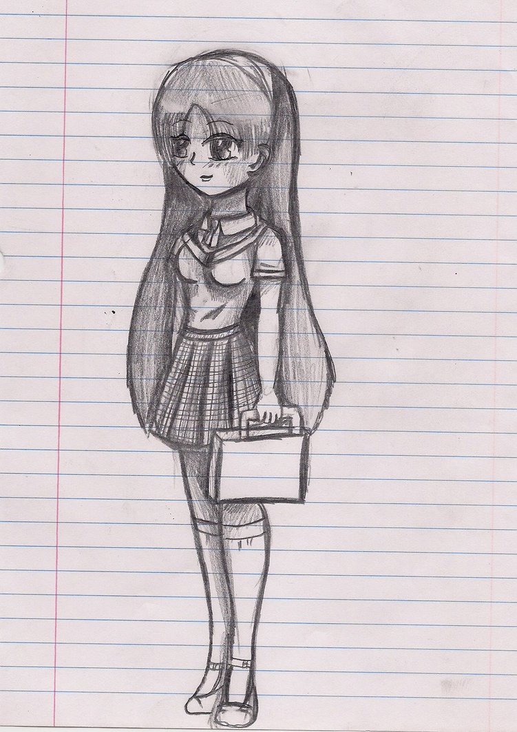 751x1063 Anime Sketched School Girl By Ninjazombie5692 - Anime School Girl Sketch