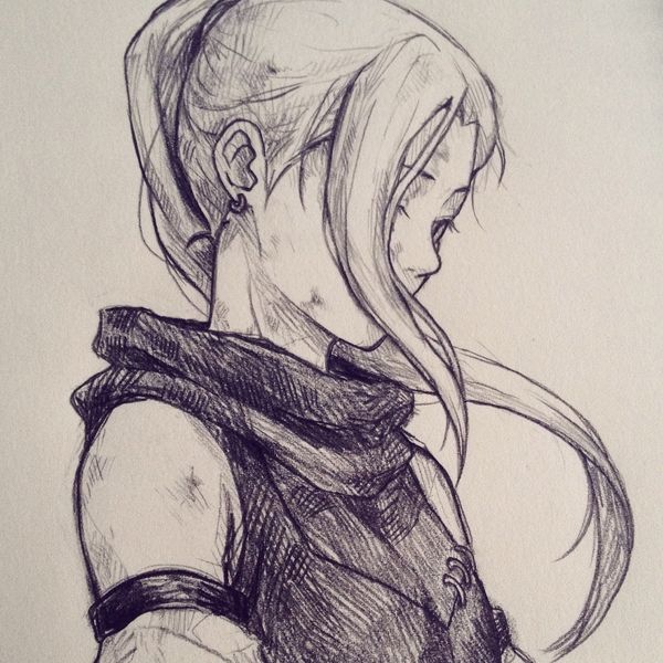 600x600 Fantasy Art Female Adventurer Character Sketch - Anime Sketch