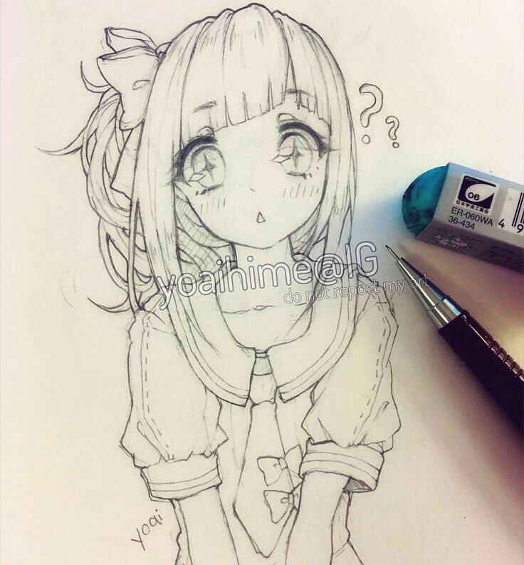 736x793 Kawaiiiii Anime Girl Drawing Sketch Drawings - Anime Sketch