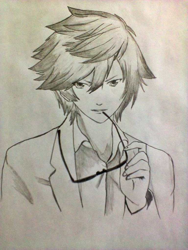 768x1024 Anime Sketch Of Cool Boy Sketch Drawing Anime Cool Boy Pencil - Anime Sketch Drawing