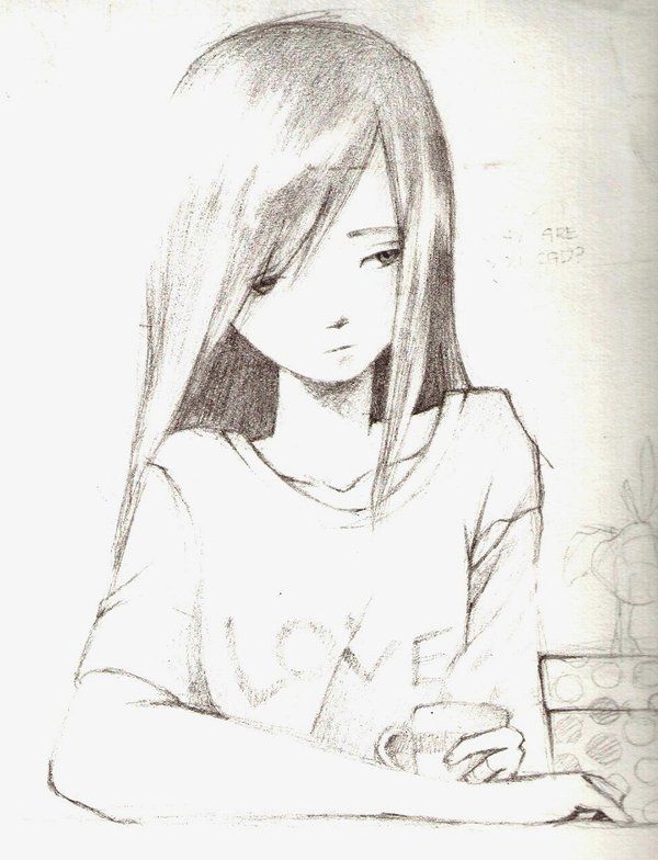 600x784 Photos Lonely Sad Anime Sketch, - Anime Sketch Drawing