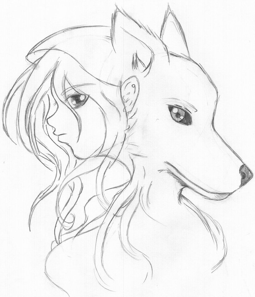 Anime Wolf Sketch At Paintingvalleycom Explore Collection