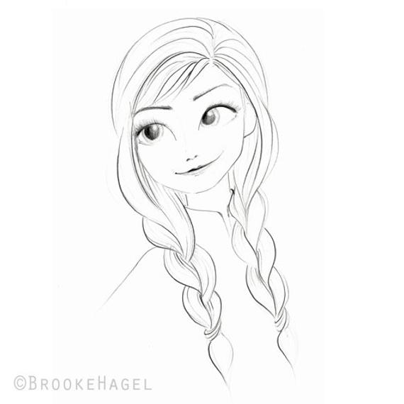 570x570 Anna Frozen Frozen Print Fashion Illustration Disney Etsy - Anna Frozen Sketch