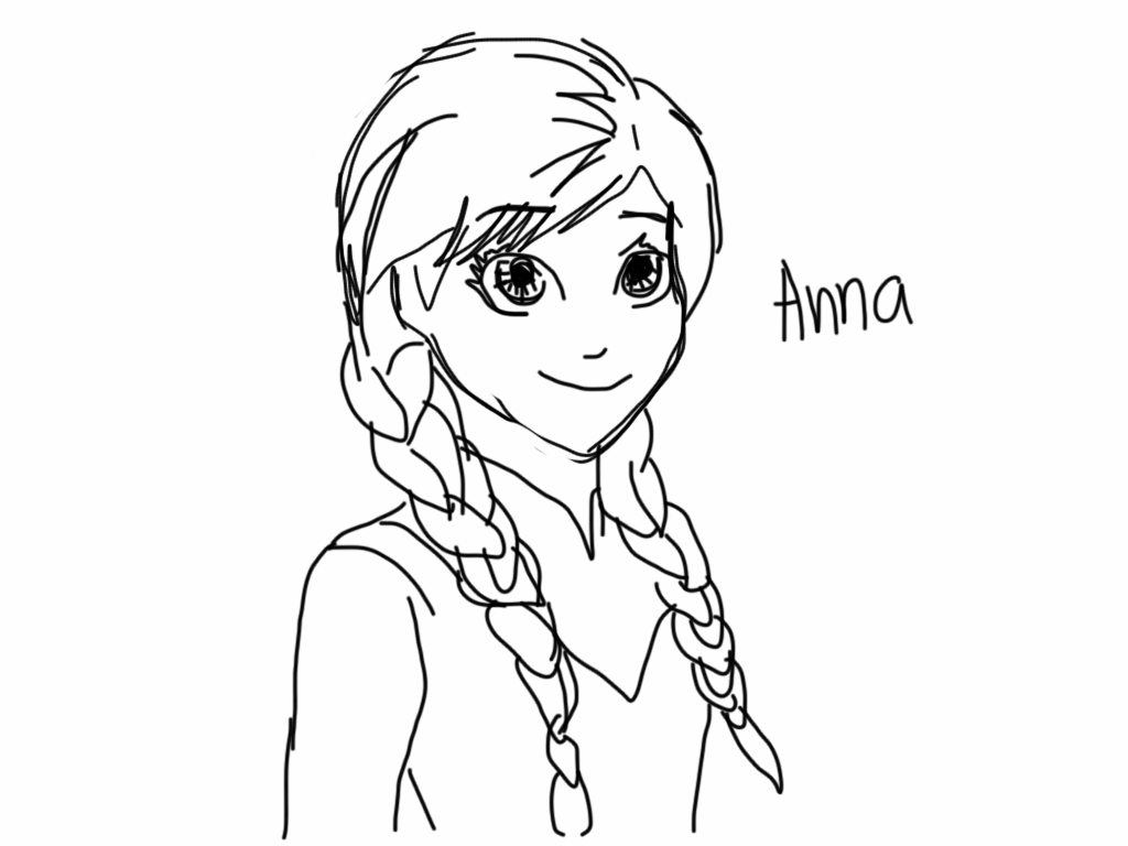 1024x768 Frozen - Anna Frozen Sketch