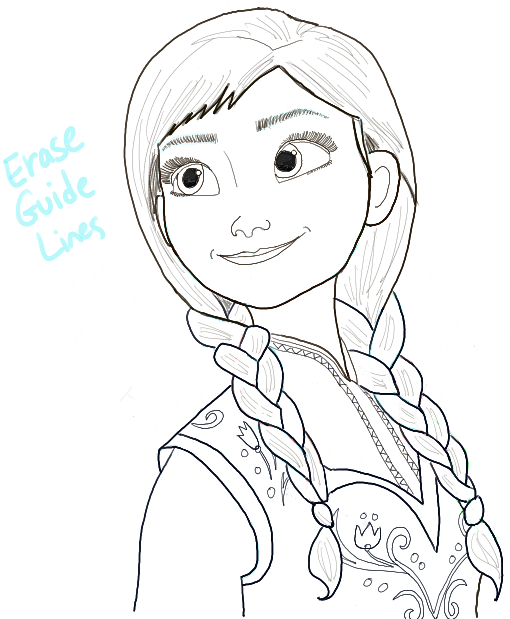 510x619 How To Draw Princess Anna From Frozen Step By Step Tutorial - Anna Frozen Sketch