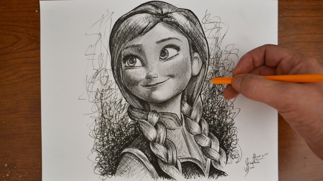 1280x720 Drawing Princess Anna From Frozen - Anna Sketch