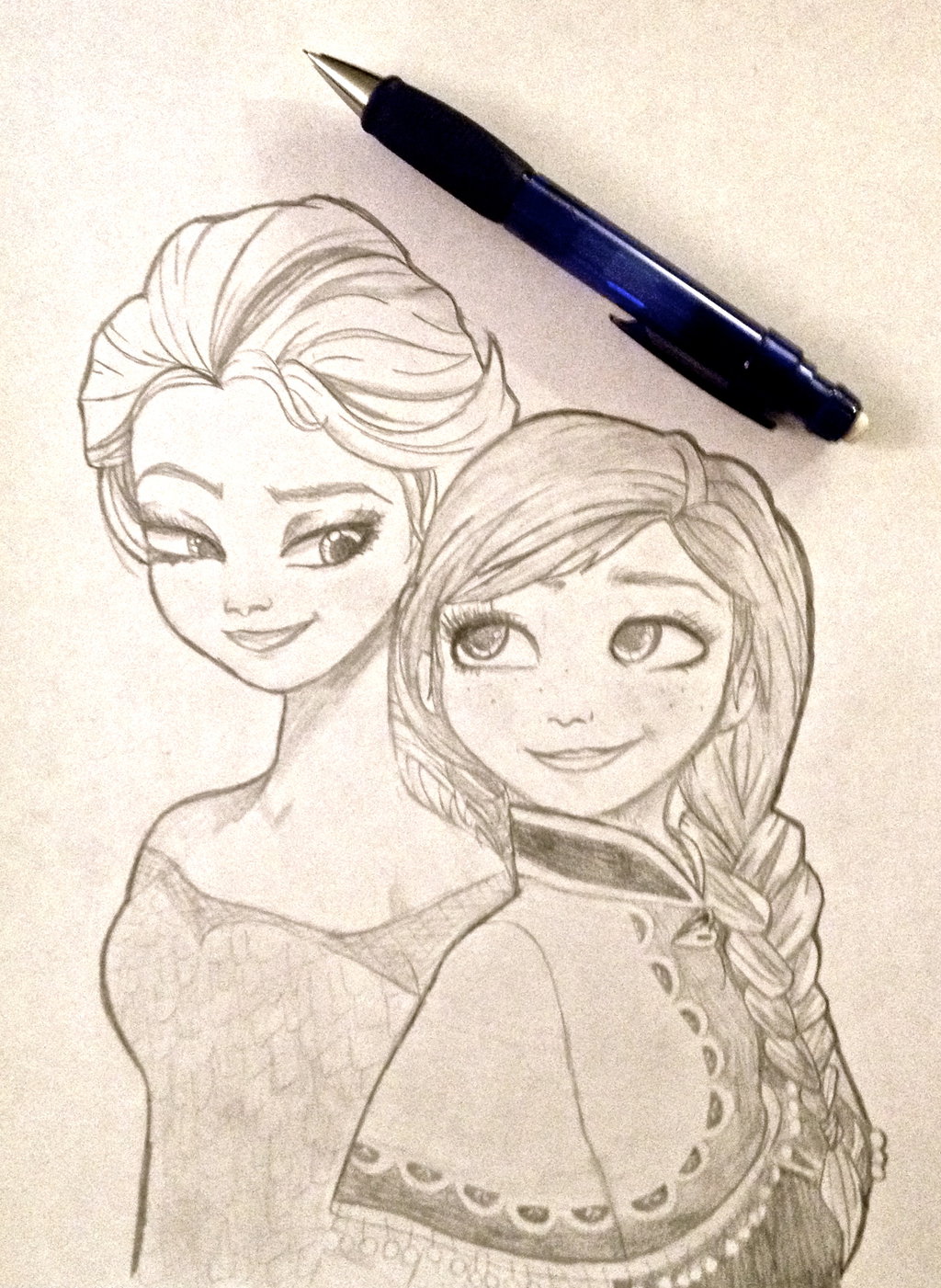 1024x1401 Elsa And Anna Sketch By Uneakme22 - Anna Sketch