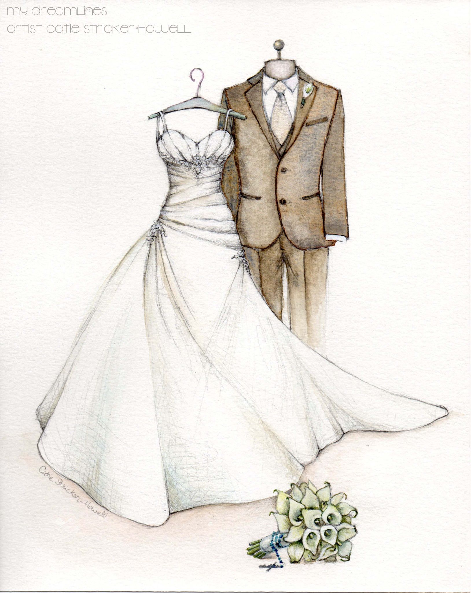 1628x2048 Wedding Dress Sketch, The Best First Anniversary Gift Ever - Anniversary Sketches