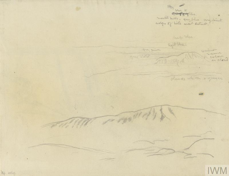 800x615 Annotated Sketch Of Mountain Tops, Middle East, 1919 Imperial - Annotated Sketch