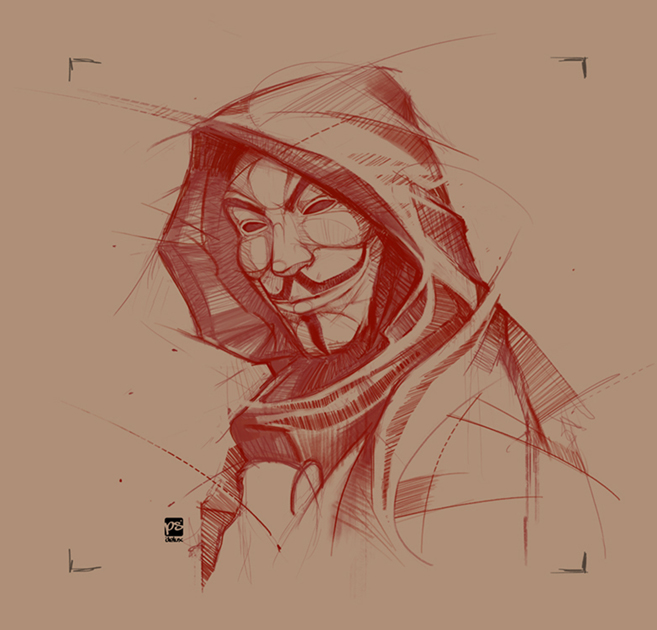 657x630 Anonymous Psdelux By Psdeluxe - Anonymous Sketch