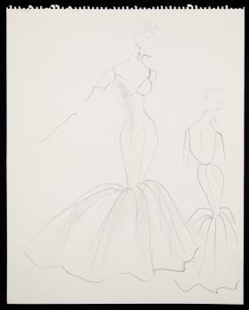 281x350 Design Sketch For Marilyn Monroe Gown By Anonymous American (20 - Anonymous Sketch