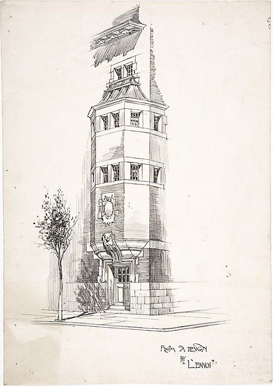 534x755 Sketch For An Architectural Magazine. Anonymous, British, Late - Anonymous Sketch