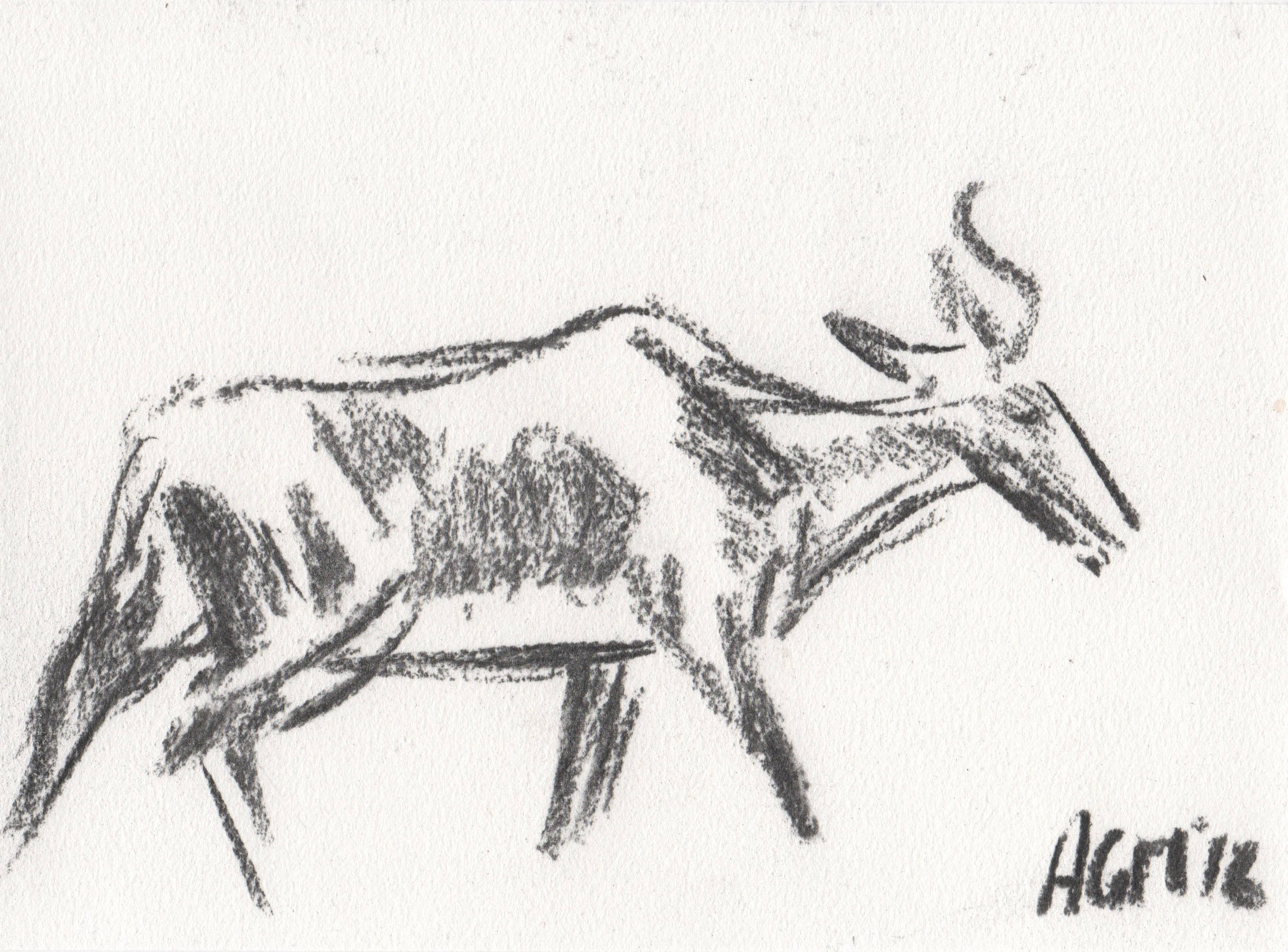 2229x1648 Bontebok Antelope Charcoal Sketch Original - Antelope Sketch