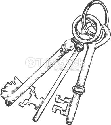 391x439 Unique Old Key Clipart Vector Sketch Bunch Of Three Antique Keys - Antique Key Sketch