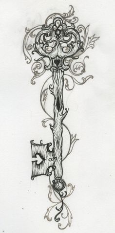 236x479 Skeleton Key Tattoo Designs Gorgeous Antique Key Tattoo Design - Antique Key Sketch