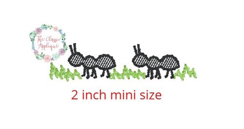 500x264 Summer Picnic Barbecue Ants In Grass Sketch Fill Vintage Stitch - Ants Sketch