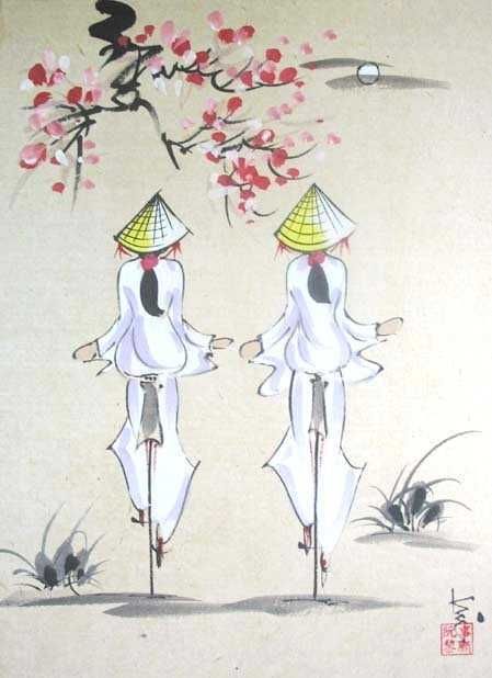 449x618 Etudiantes En Ao Dai Blanc Vietnam Culture And Art - Ao Dai Sketch