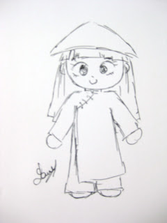 240x320 Lamie Advance Paper Doll Wearing Ao Dai - Ao Dai Sketch