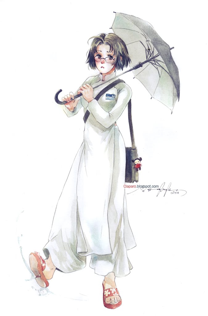 675x1024 Phong Anh Colored Sketch - Ao Dai Sketch