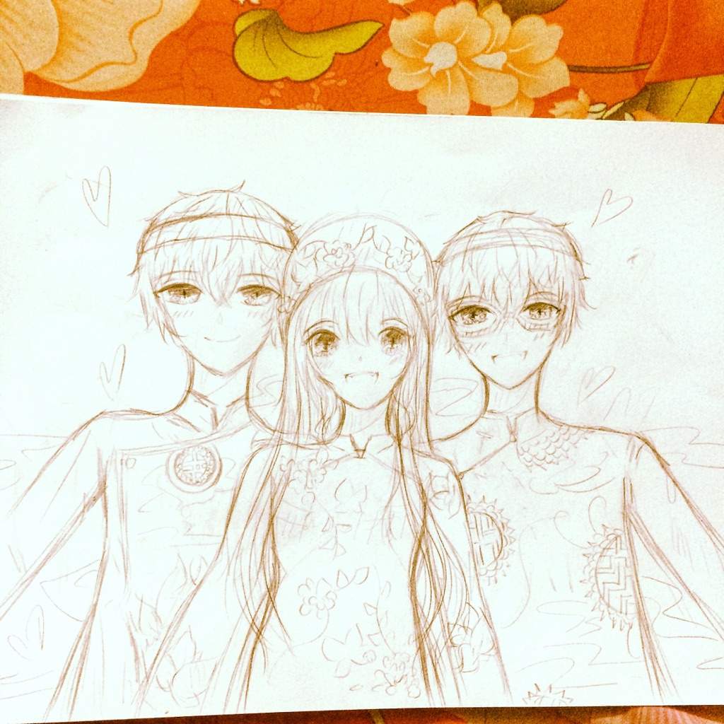 1024x1024 Sketch Happy New Year W Mystic Messenger Amino - Ao Dai Sketch