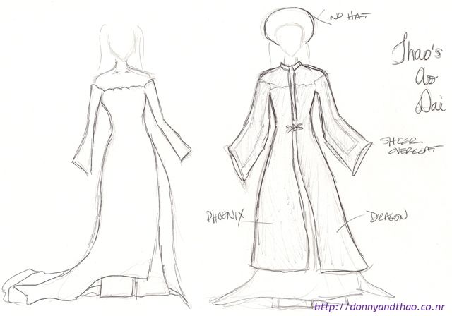 640x448 Sketch Of Ao Dai Design For The Bride - Ao Dai Sketch