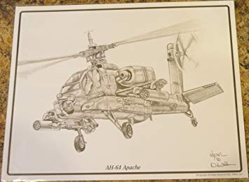 355x260 Ah 64 Apache Attack Helicopter Dale Adkins Art 11 X - Apache Helicopter Sketch