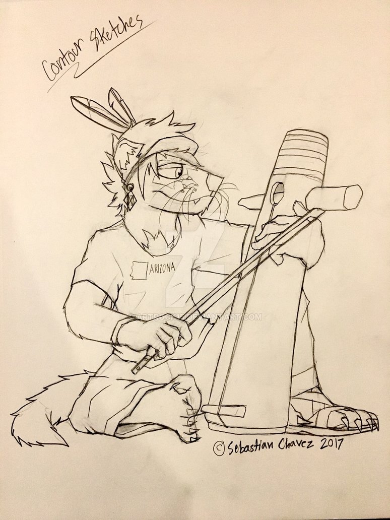774x1032 Apache Violinist Contour Sketch By Artrock15 - Apache Sketch