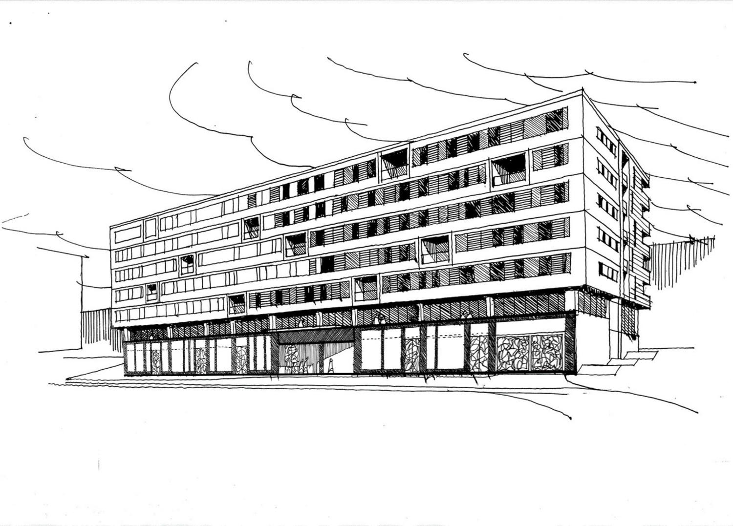 1500x1077 Extensa Bomonti Apartment Building Design Sketch For The - Apartment Building Sketch