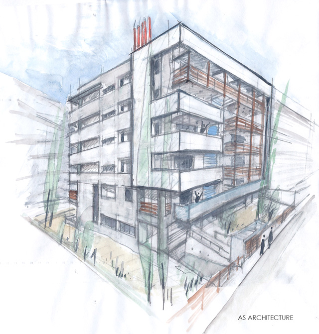 640x671 Apartment Building As Architecture - Apartment Building Sketch