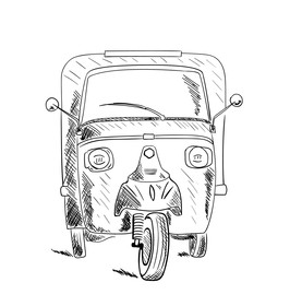 277x280 Create Hand Drawn Bw Sketch Illustration Of Vehicle (Piaggio Ape - Ape Sketch