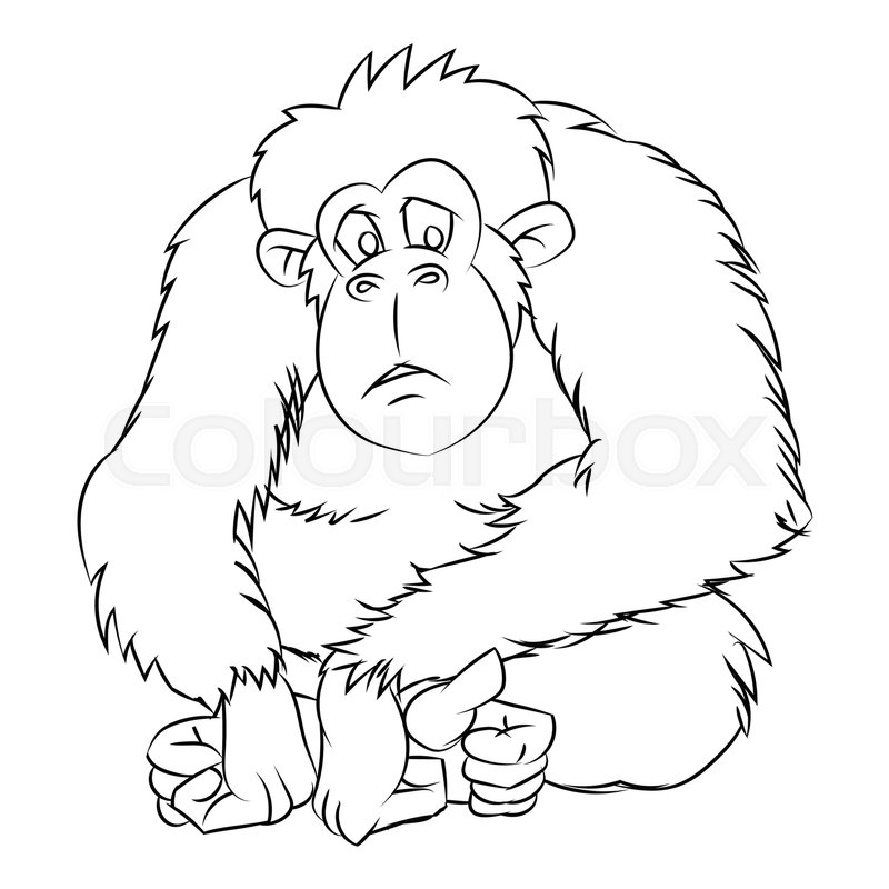 800x800 Hand Drawn Sketch Of Ape Isolated, Black And White Cartoon Vector - Ape Sketch