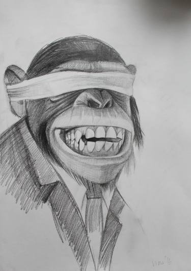 375x531 Anthropoid Ape 5 Drawing By Violeta Vollmer Saatchi Art - Ape Sketch