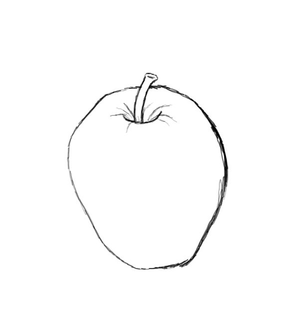 How To Draw An Apple 4 Steps - Apple Core Sketch. 