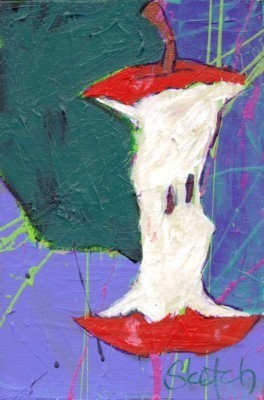 264x400 Parker Sketch Apple Core Painting Art Fruit Canvas - Apple Core Sketch