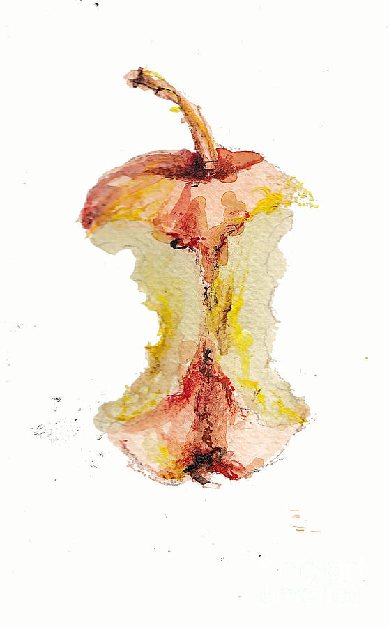 558x900 Apple Core Mixed Media By Katherine Astles - Apple Core Sketch