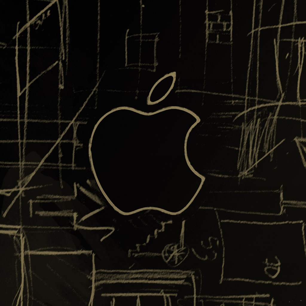 1024x1024 Apple Logo Sketch Ipad Wallpaper Download Iphone Wallpapers - Apple Logo Sketch